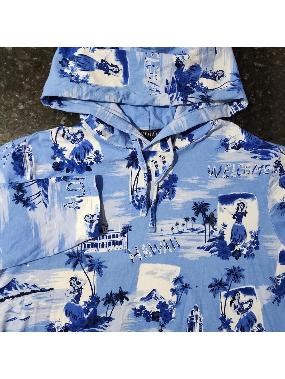 Polo Ralph Lauren Hawaii Aloha Hula Tropical Lightweight Jersey Hoodie Medium